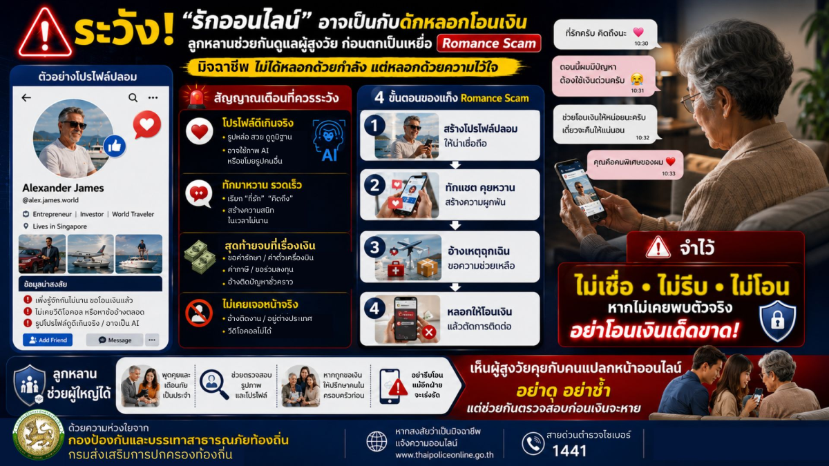 ระวัง รักออนไลน์ อาจเป็นกับดักหลอกโอนเงิน